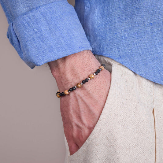 Bracciale in Pietra Paesina e Pietra Lavica