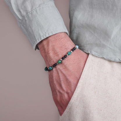 Bracciale in Agata Verde e Pietra Lavica