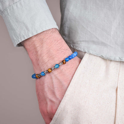 Bracciale in Agata Blu e Occhio di Tigre