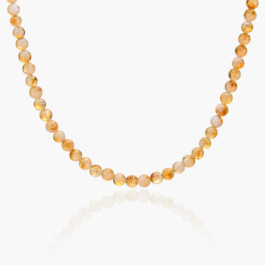 Collana Minimal Girocollo in Quarzo Citrino Ambrato
