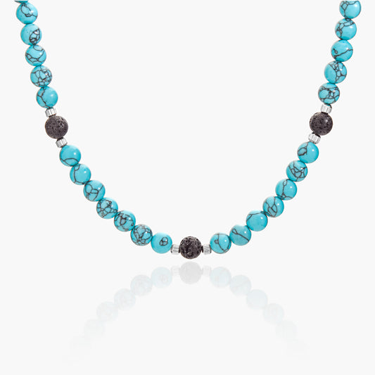 Collana in Turchese e Pietra Lavica