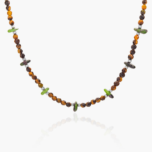 Collana in Occhio di Tigre e Rubizoisite