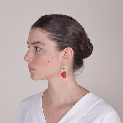 Orecchini in Avorio Vegetale Rosso e Onice