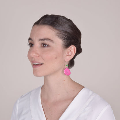 Orecchini in Avorio Vegetale Rosa e Agata Verde