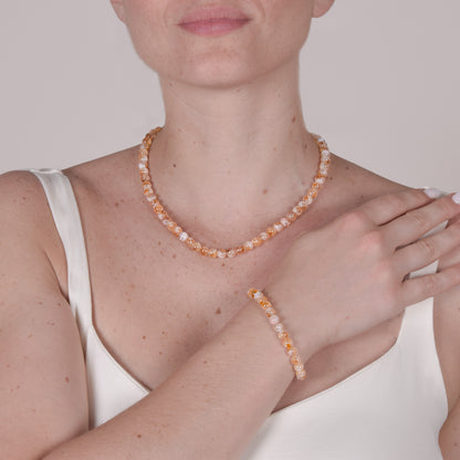 Collana Minimal Girocollo in Quarzo Citrino Ambrato
