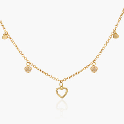 Collana Placcata Oro 18K con Pendente Cuore e Zirconi
