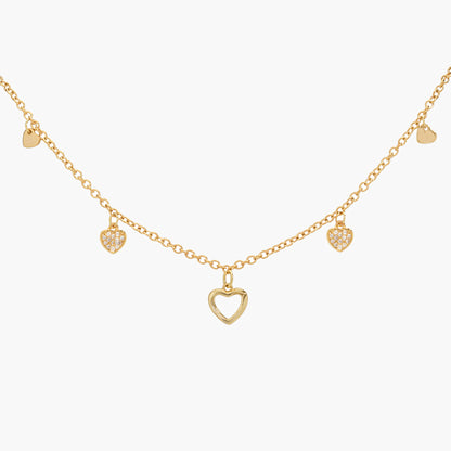 Collana Placcata Oro 18K con Pendente Cuore e Zirconi