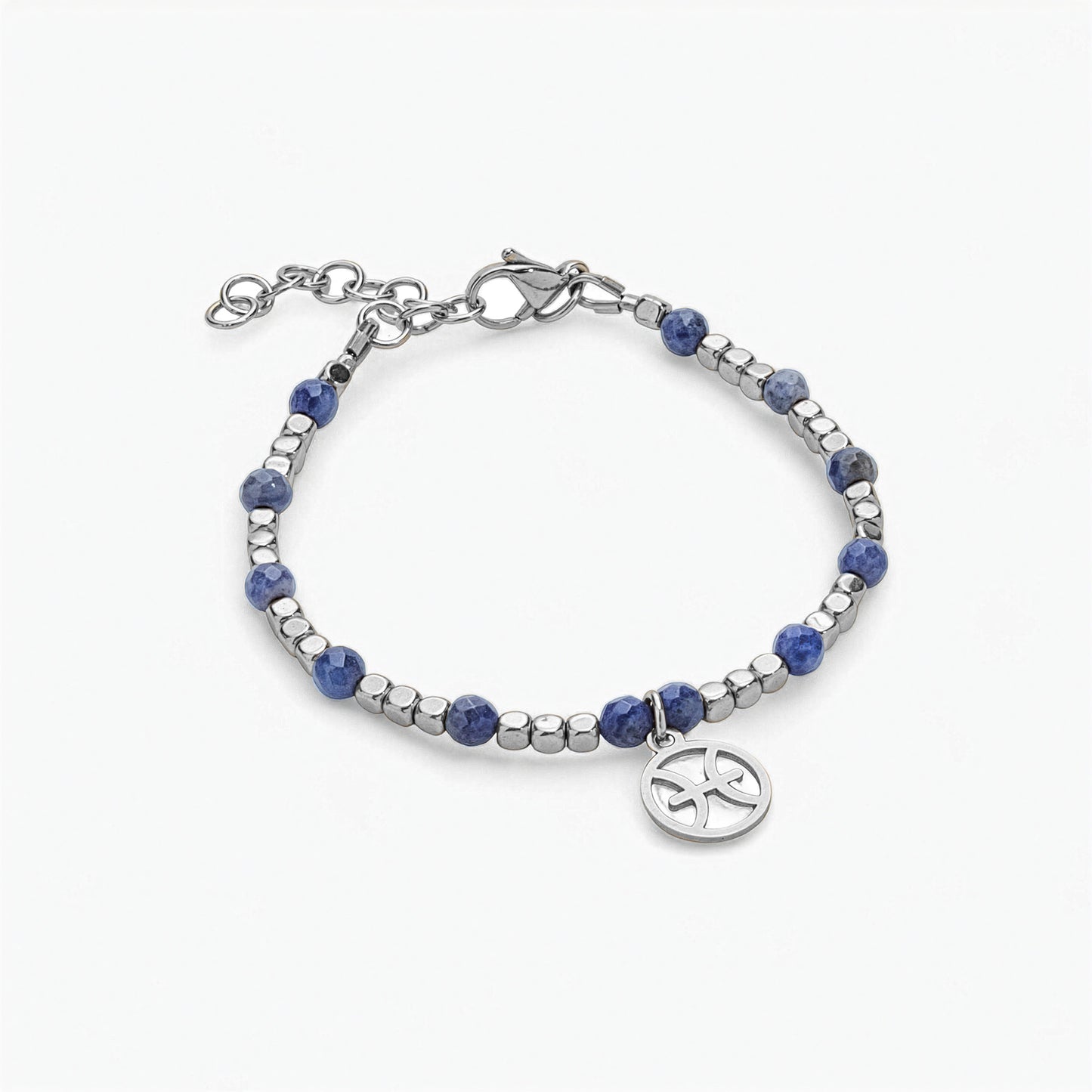 Bracciale in Sodalite, Ematite e Charm Segno Zodiacale Sagittario