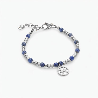 Bracciale in Sodalite, Ematite e Charm Segno Zodiacale Sagittario