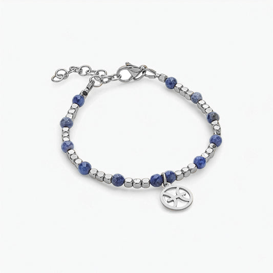 Bracciale in Sodalite, Ematite e Charm Segno Zodiacale Sagittario