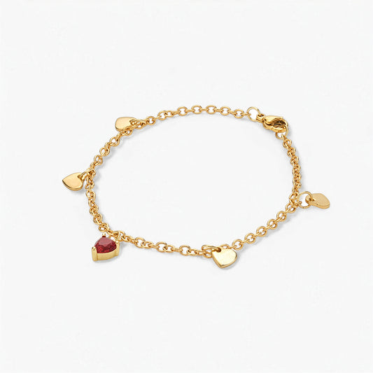 Bracciale placcato oro 18k con charm cuore