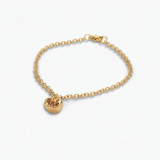 Bracciale placcato oro 18k con charm melograno