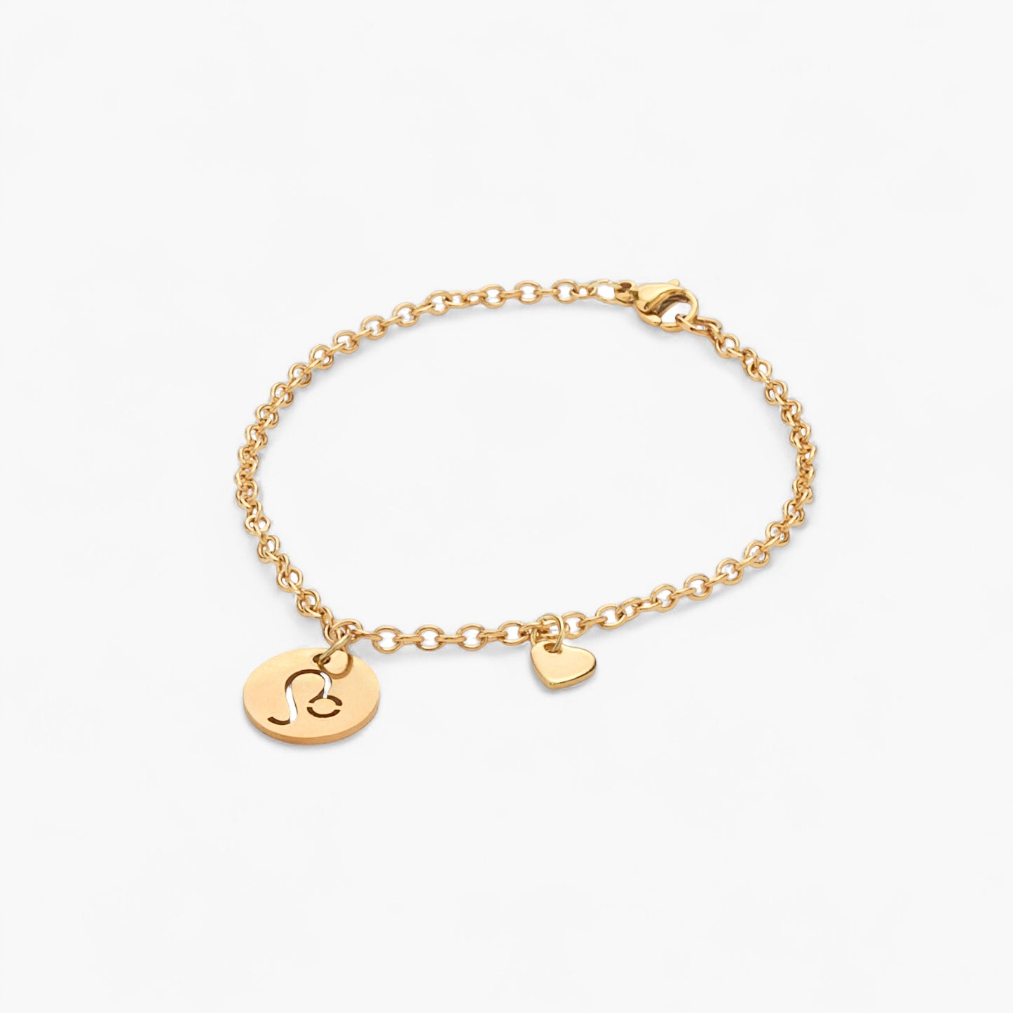 Bracciale Placcato Oro 18k con Charms Leone e Cuore