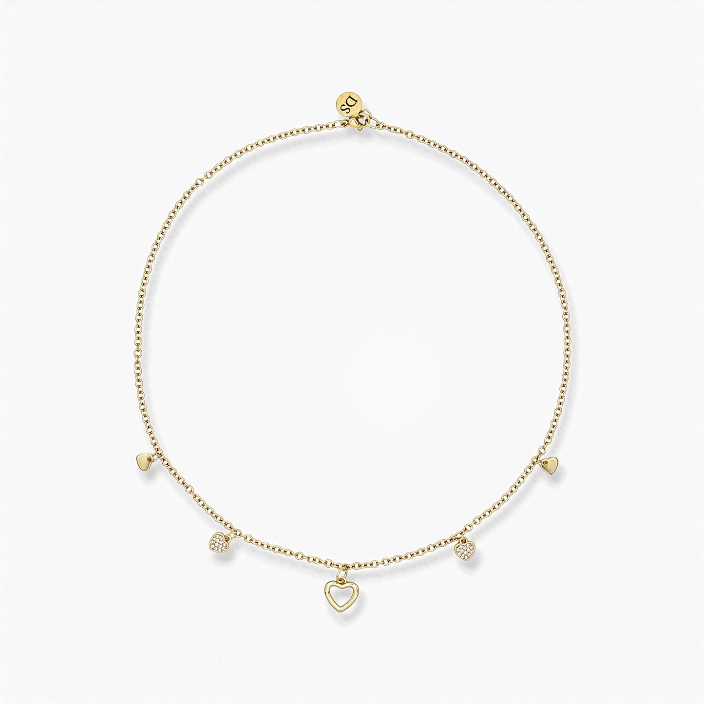 Collana Placcata Oro 18K con Pendente Cuore e Zirconi