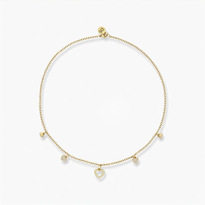 Collana Placcata Oro 18K con Pendente Cuore e Zirconi