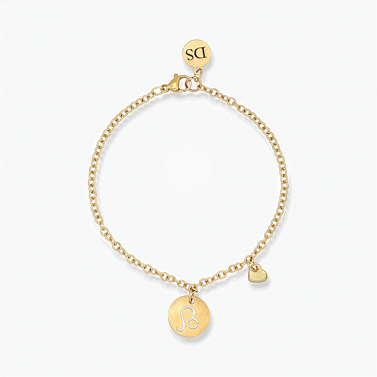 Bracciale Placcato Oro 18k con Charms Leone e Cuore