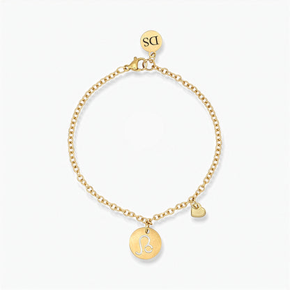 Bracciale Placcato Oro 18k con Charms Leone e Cuore