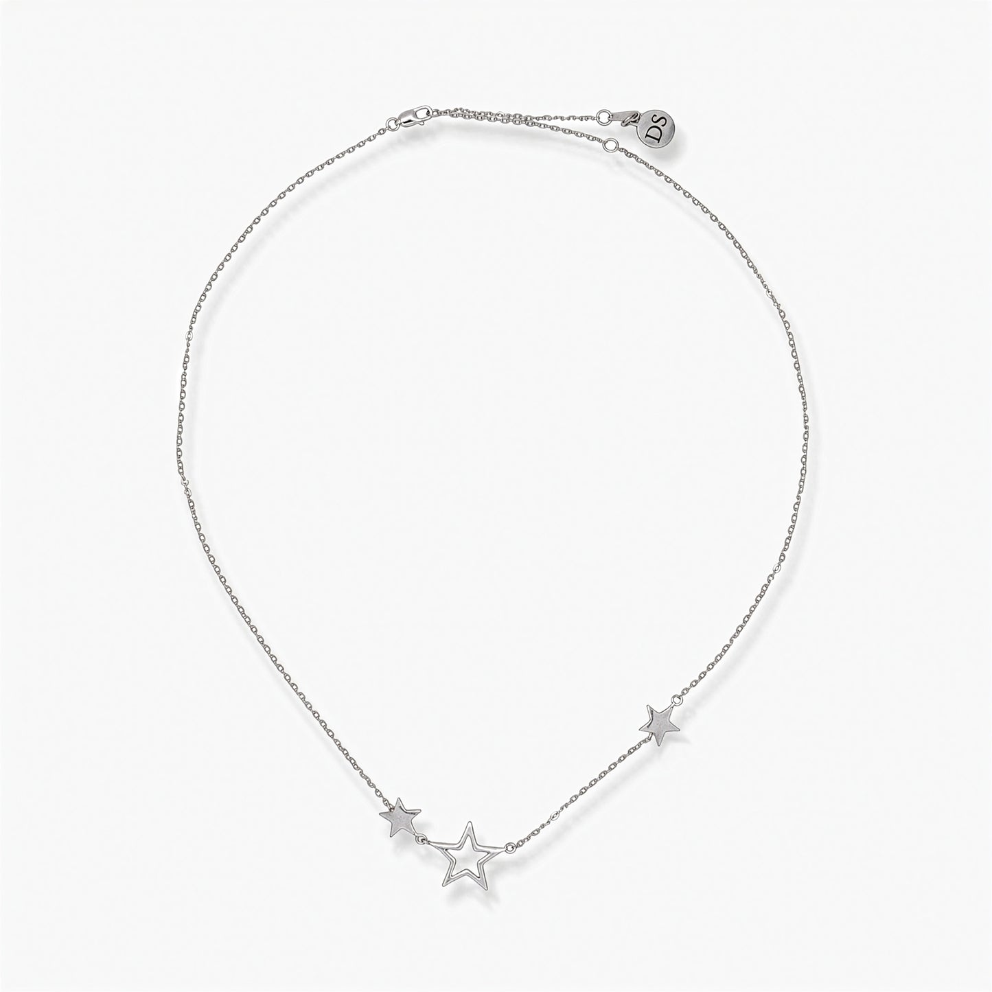 Collana Donna in Argento Sterling 925 Rodiato con Stelle