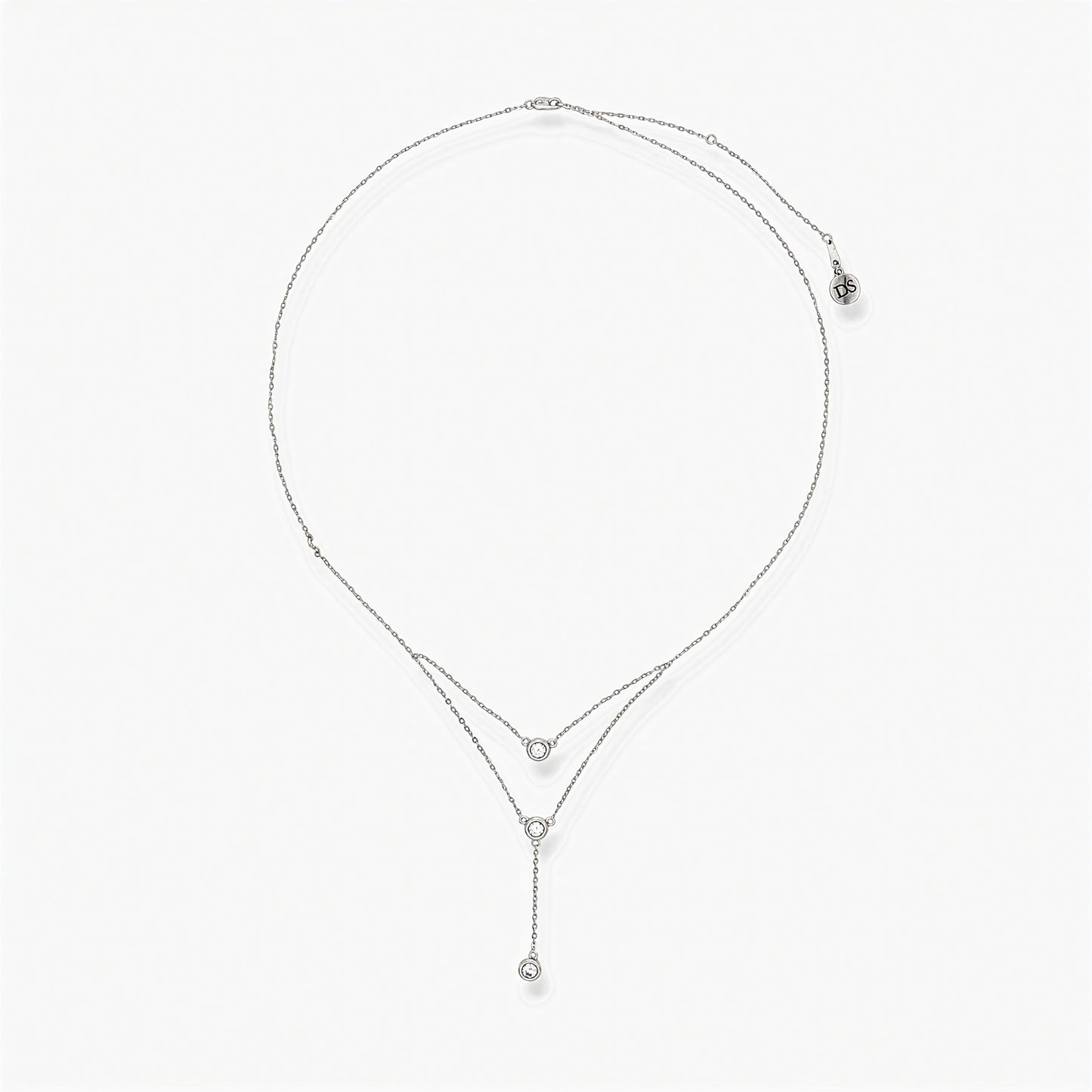 Collana in Argento Sterling 925 Rodiato con Pendenti Layered in Zirconi AAA