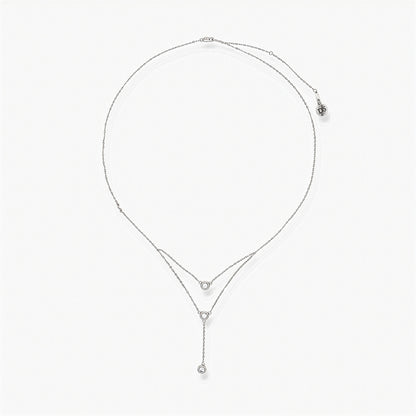Collana in Argento Sterling 925 Rodiato con Pendenti Layered in Zirconi AAA