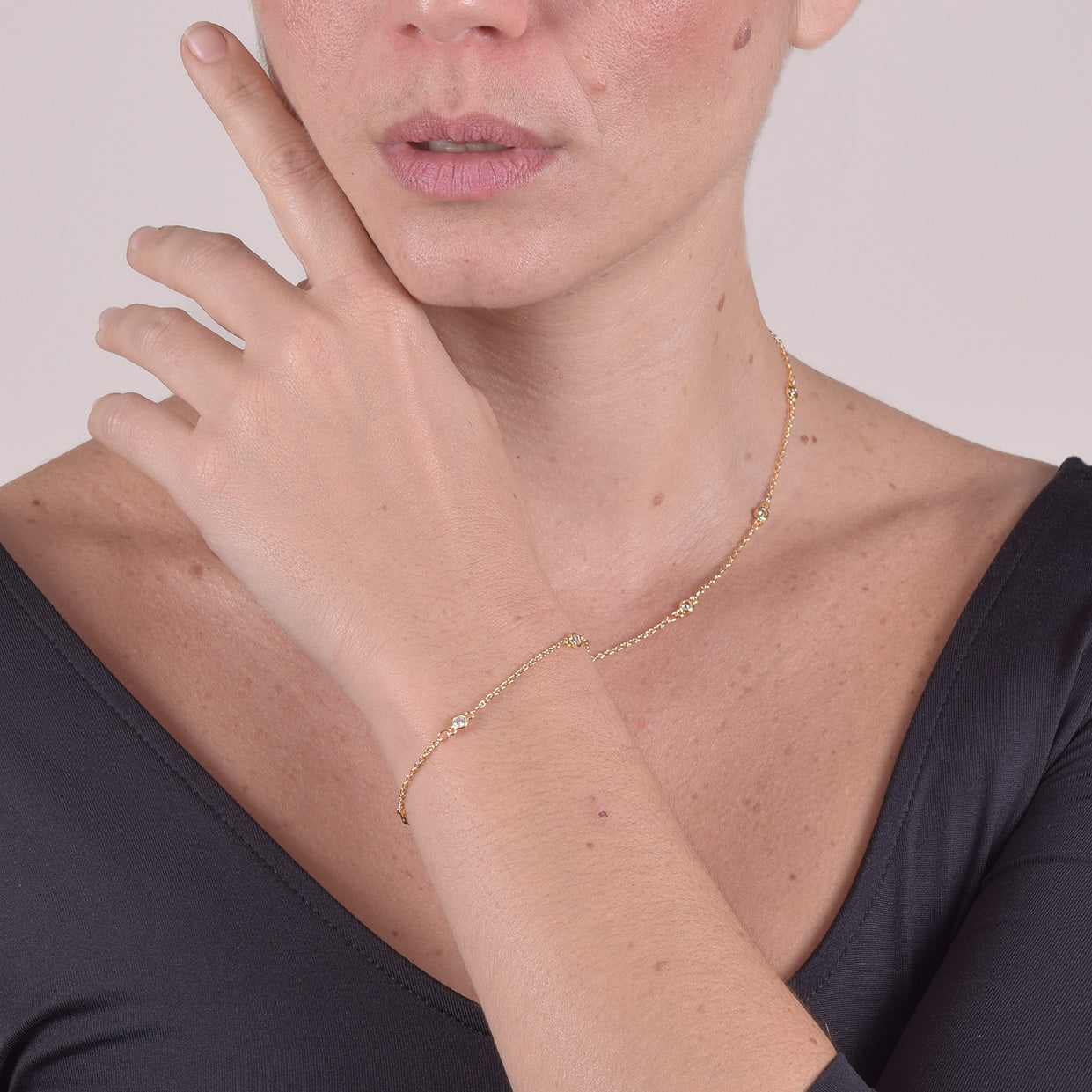 Collana Donna Placcato Oro 18K con Zirconi