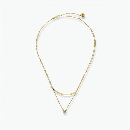 Collana in Argento Sterling 925 Placcato Oro con Pendente Zircone AAA e Dettaglio Geometrico