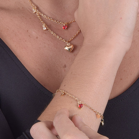 Bracciale placcato oro 18k con charm cuore