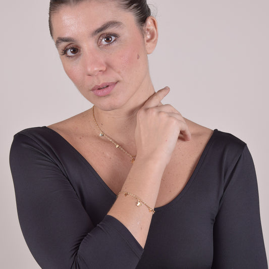 Bracciale Placcato Oro 18k con Charms Farfalla e Cuore