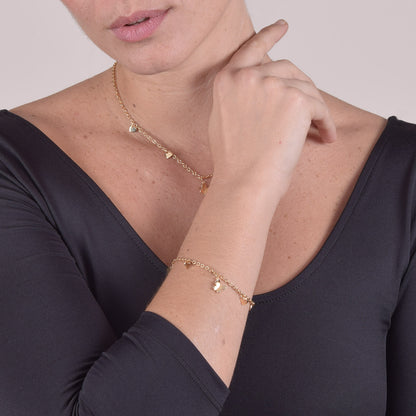 Bracciale Placcato Oro 18k con Charms Farfalla e Cuore