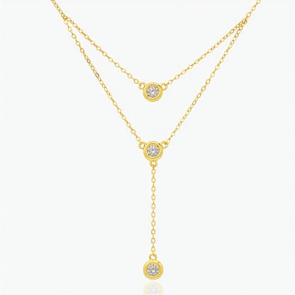 Collana in Argento Sterling 925 Placcato Oro con Zirconi grado AAA