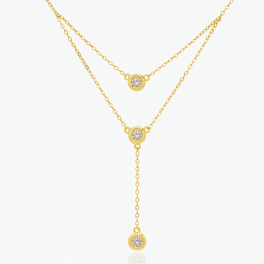 Collana in Argento Sterling 925 Placcato Oro con Zirconi grado AAA