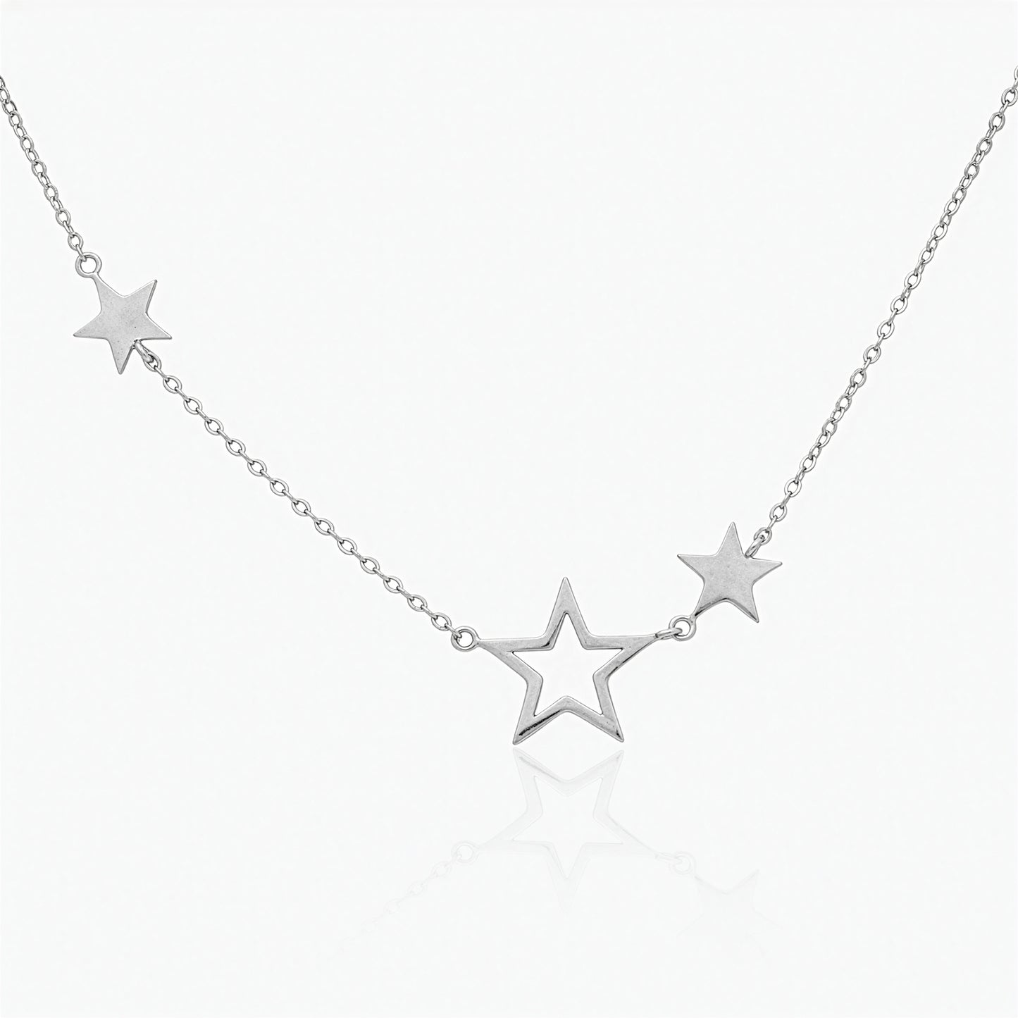 Collana Donna in Argento Sterling 925 Rodiato con Stelle