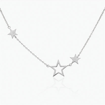 Collana Donna in Argento Sterling 925 Rodiato con Stelle