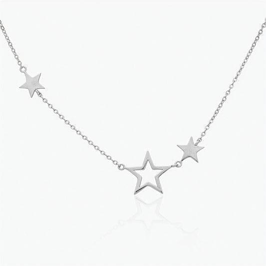 Collana Donna in Argento Sterling 925 Rodiato con Stelle