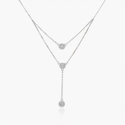 Collana in Argento Sterling 925 Rodiato con Pendenti Layered in Zirconi AAA