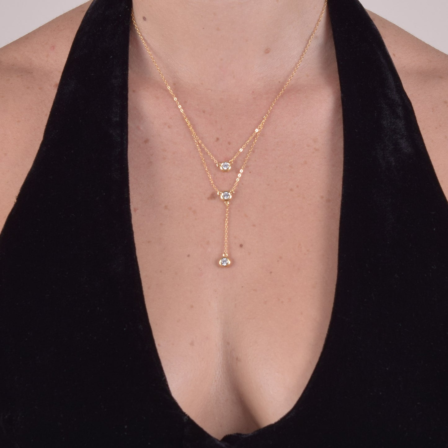 Collana in Argento Sterling 925 Placcato Oro con Zirconi grado AAA