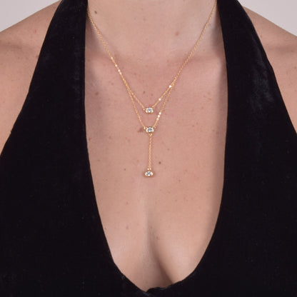 Collana in Argento Sterling 925 Placcato Oro con Zirconi grado AAA