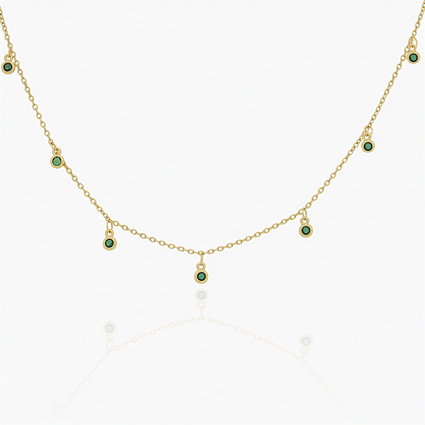 Collana in Oro placcato con Pendenti in Zirconi Verdi