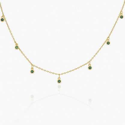 Collana in Oro placcato con Pendenti in Zirconi Verdi