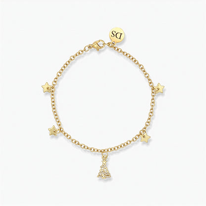 18K Gold Plated Bracelet - Christmas Tree Charm