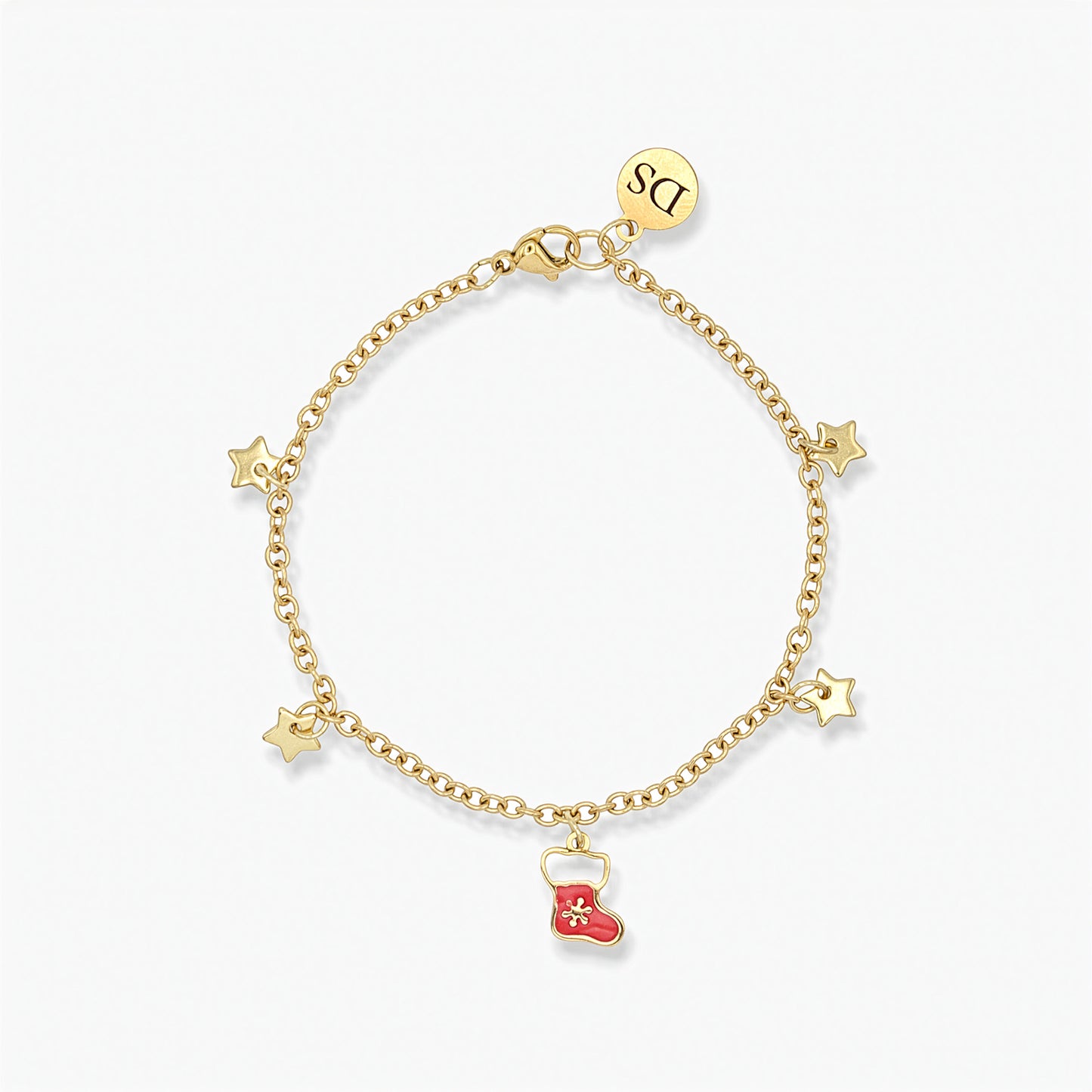 18K Gold Plated Bracelet - Christmas Stocking Charm
