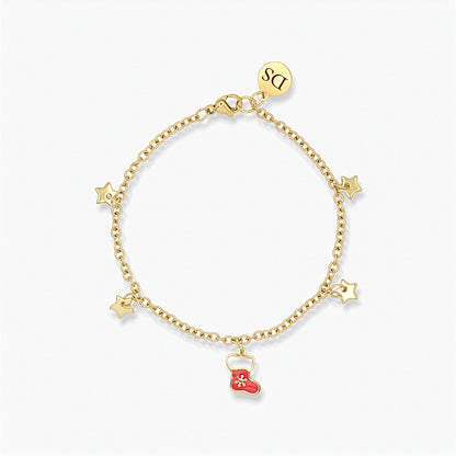 18K Gold Plated Bracelet - Christmas Stocking Charm
