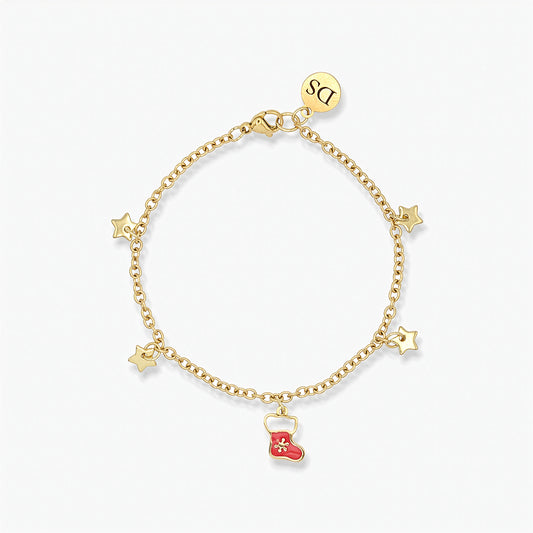 Bracciale Placcato Oro 18K - Charm Calza di Natale
