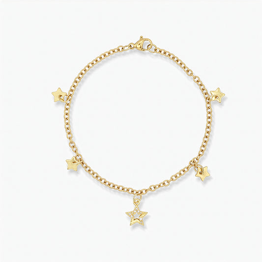 Bracciale Placcato Oro 18K - Charm Stelle di Natale
