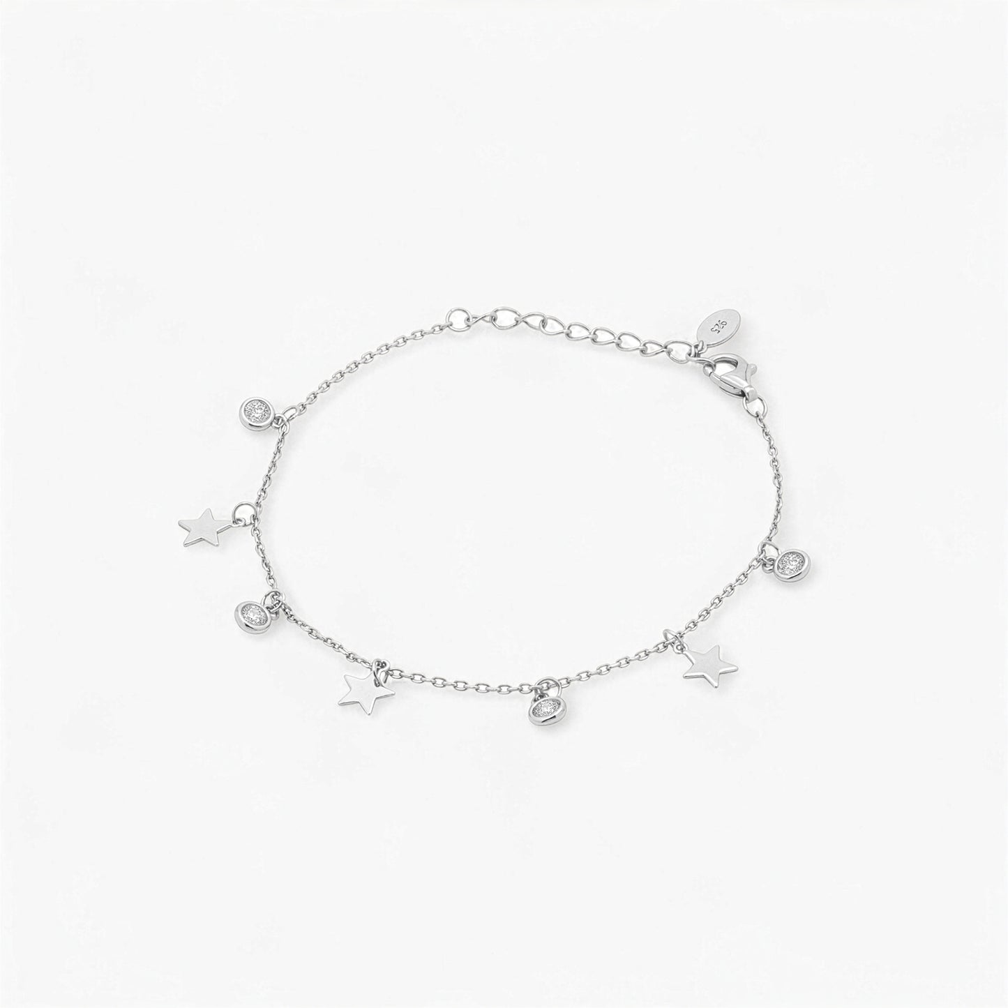 Bracciale Donna in Argento 925 con Charms Stelle e Zirconi