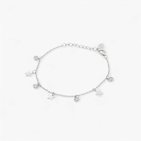Bracciale Donna in Argento 925 con Charms Stelle e Zirconi