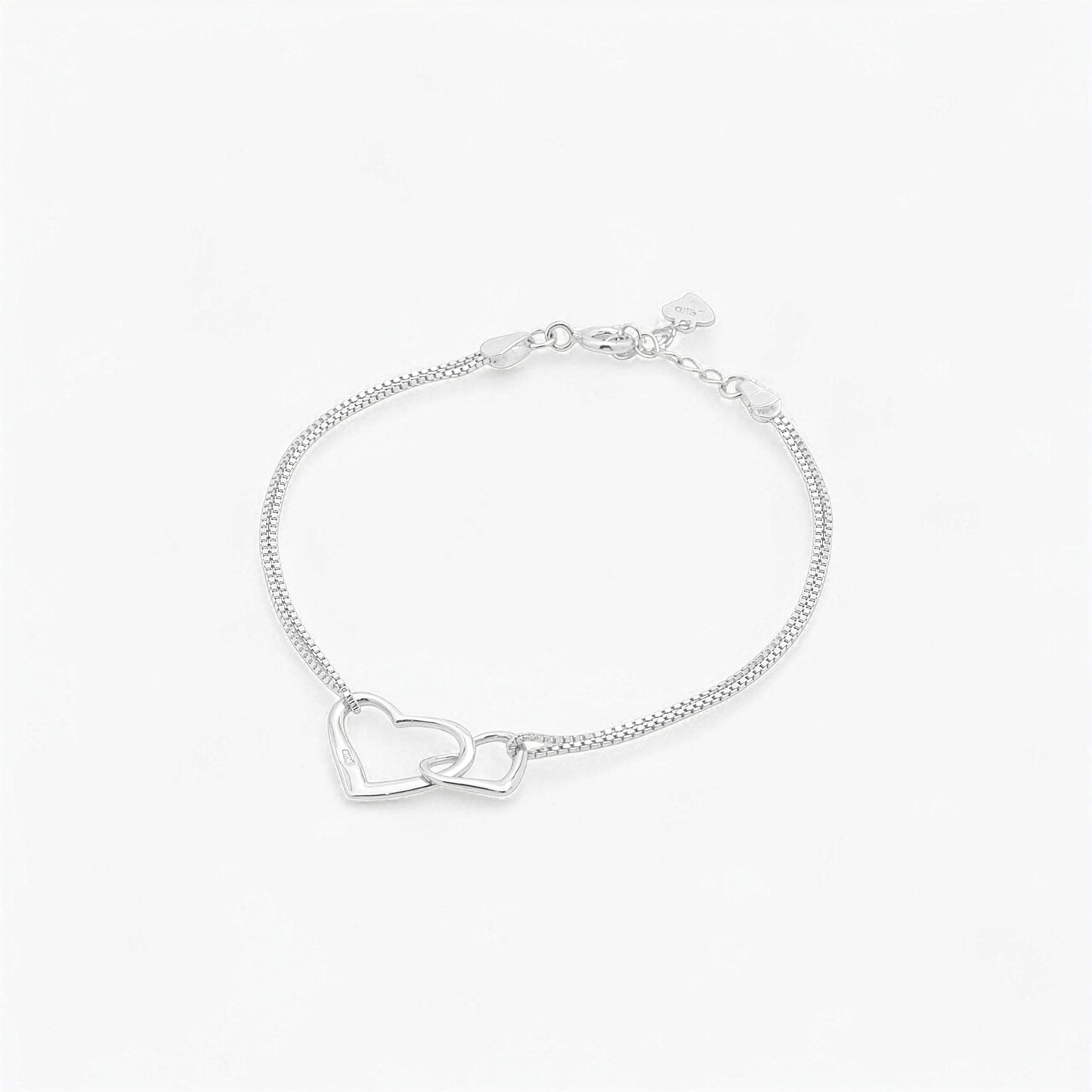 Bracciale in Argento 925 con Charms Cuori Intrecciati