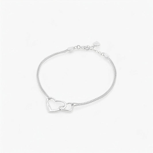 Bracciale in Argento 925 con Charms Cuori Intrecciati