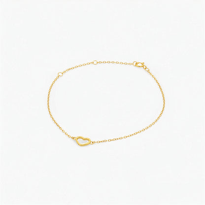 Bracciale in Argento 925 placcato Oro 18K con Charm Cuore
