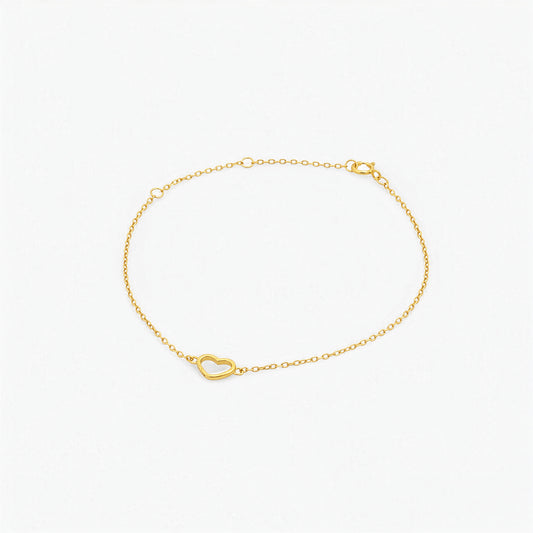 Bracciale in Argento 925 placcato Oro 18K con Charm Cuore